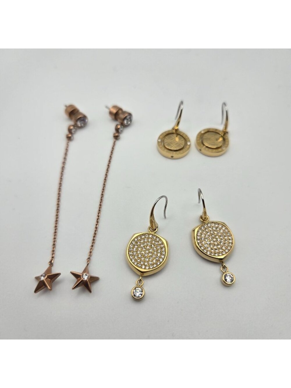 Lot Of 3 Michael Kors Gold Rose Gold Earrings Dangle Drop And Stud Styles